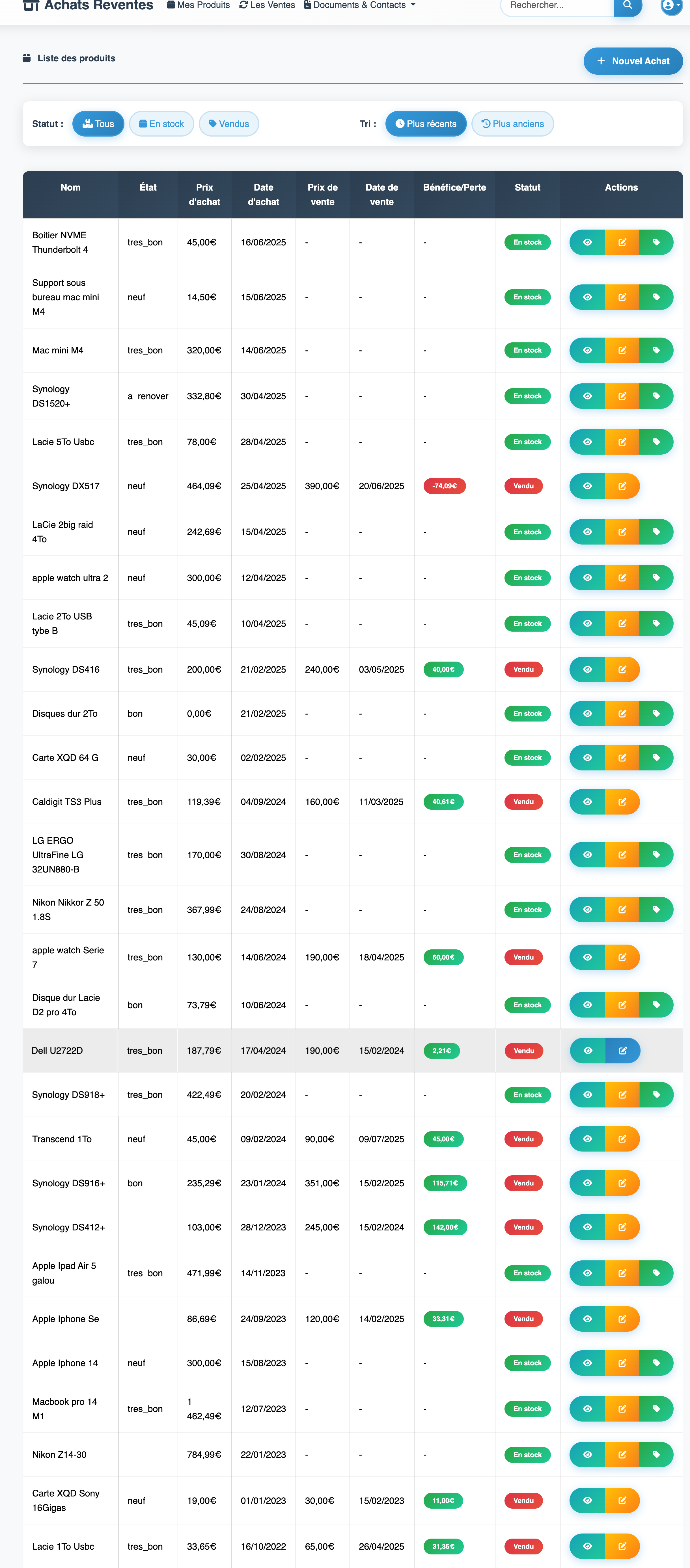 Capture d'écran de l'application