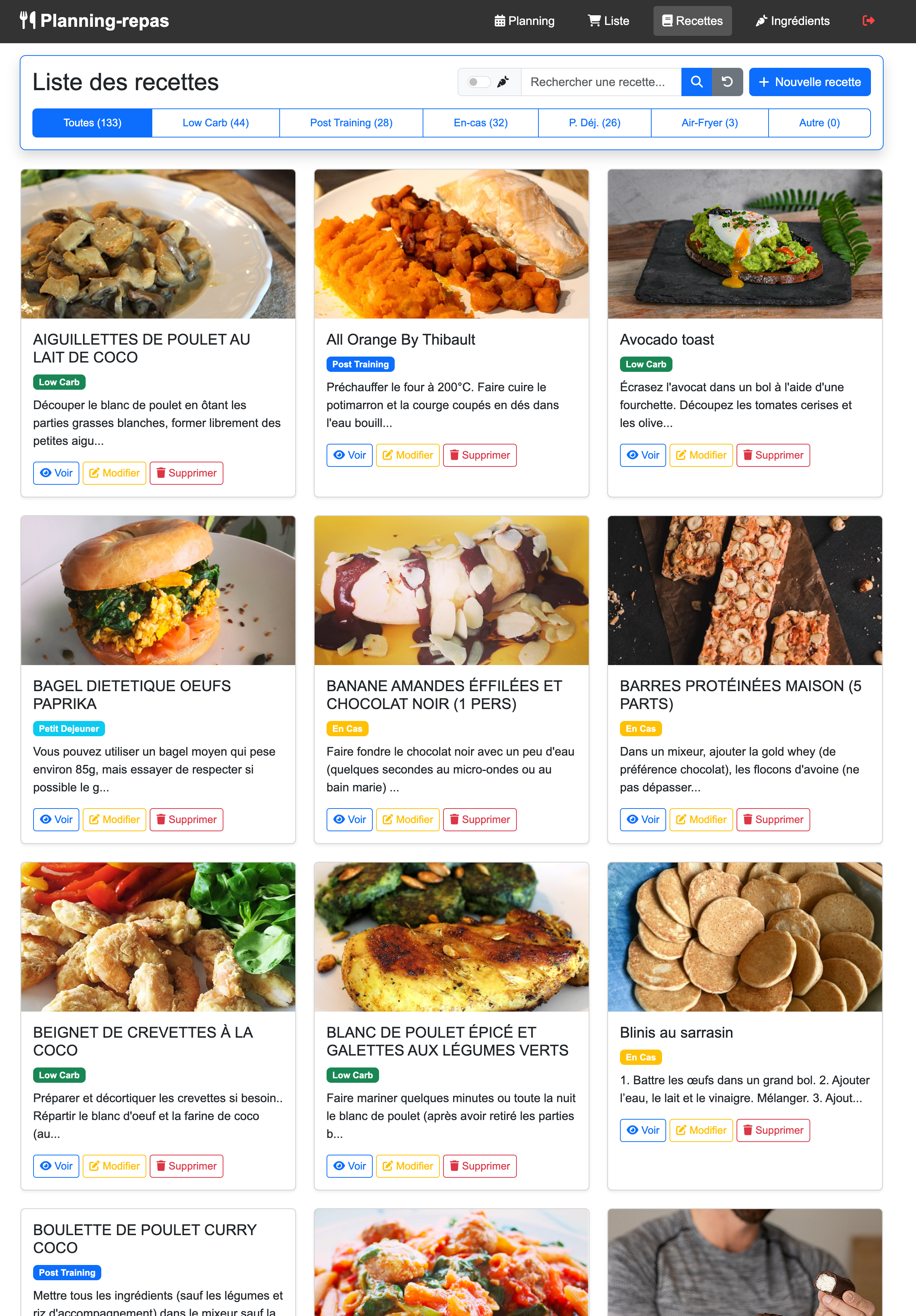 Capture d'écran de l'application.